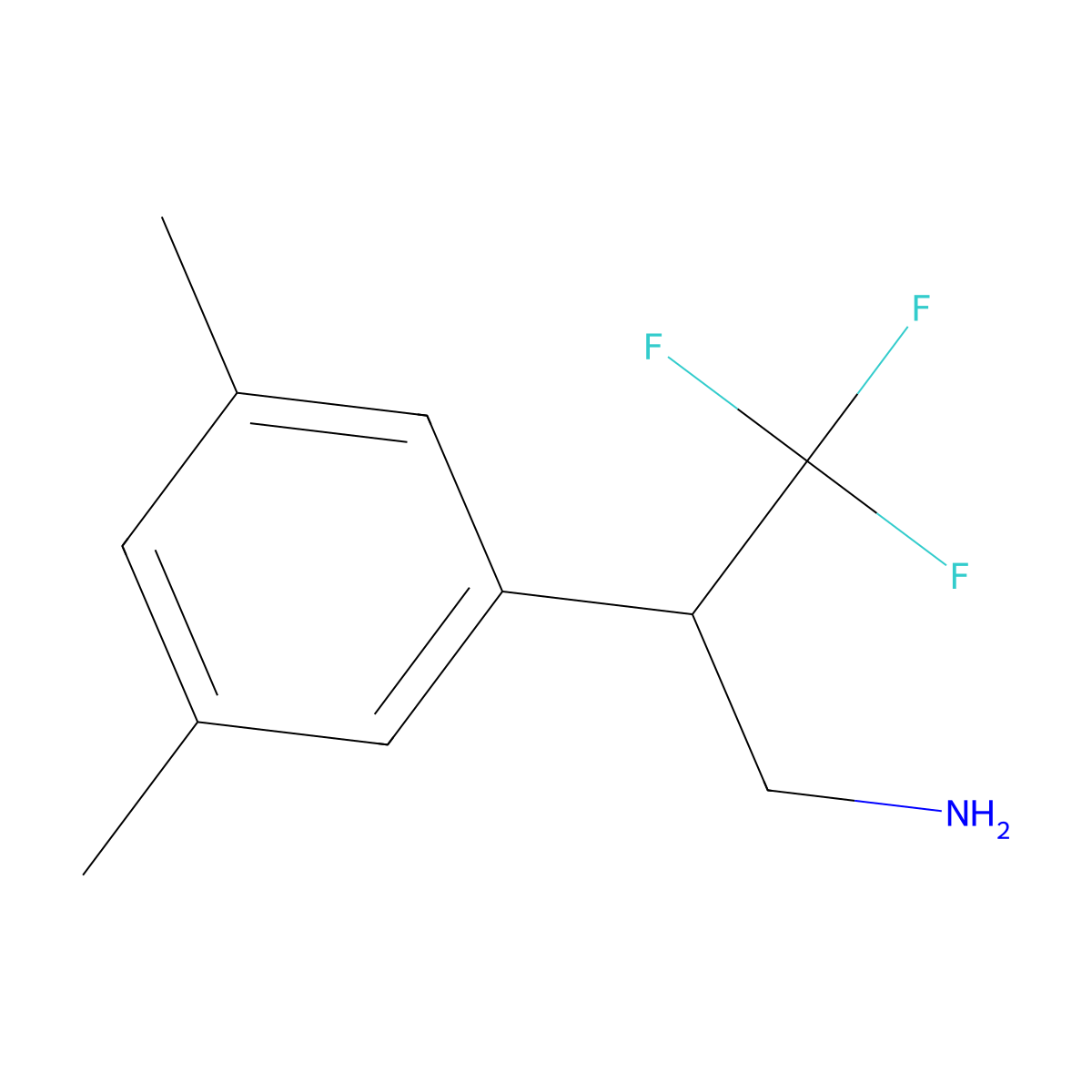 2-(3,5-Dimethylphenyl)-3,3,3-trifluoropropan-1-amine molecular structure, CAS 1491869-32-9