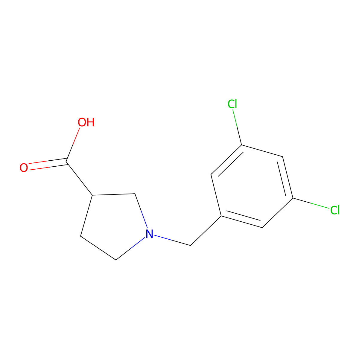 1-[(3,5-Dichlorophenyl)methyl]pyrrolidine-3-carboxylic acid molecular structure, CAS 1491876-41-5