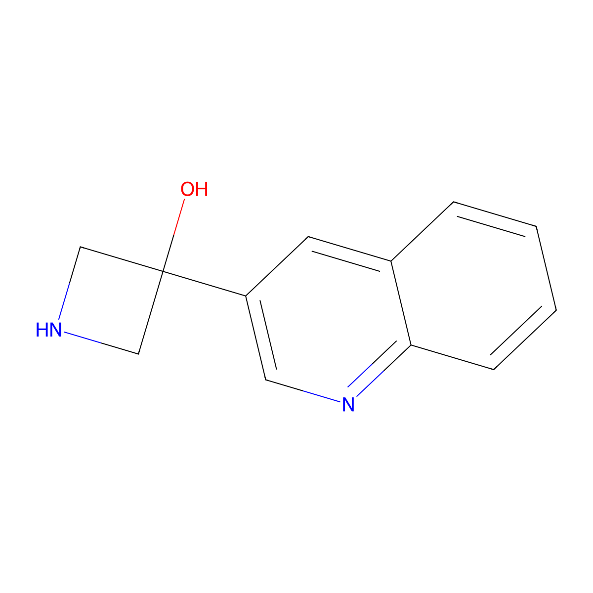 3-(Quinolin-3-yl)azetidin-3-ol molecular structure, CAS 1491877-41-8
