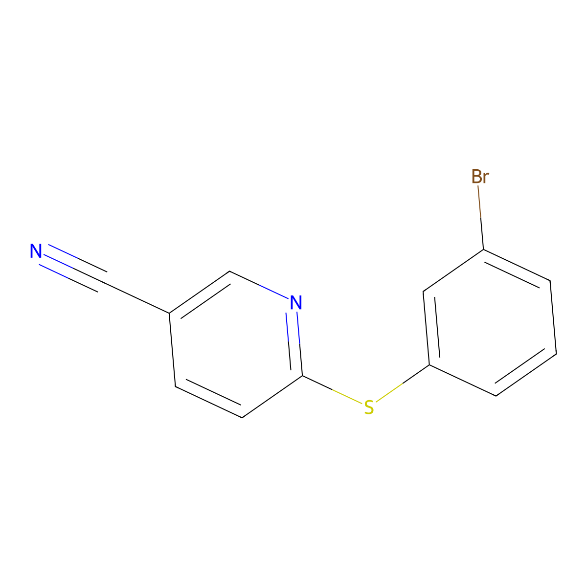 6-[(3-Bromophenyl)sulfanyl]pyridine-3-carbonitrile molecular structure, CAS 1491883-19-2