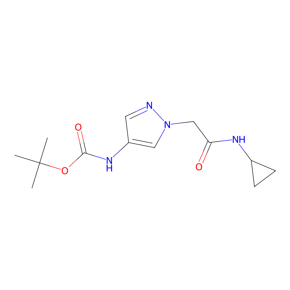 tert-butyl N-{1-[(cyclopropylcarbamoyl)methyl]-1H-pyrazol-4-yl}carbamate molecular structure, CAS 1491886-70-4