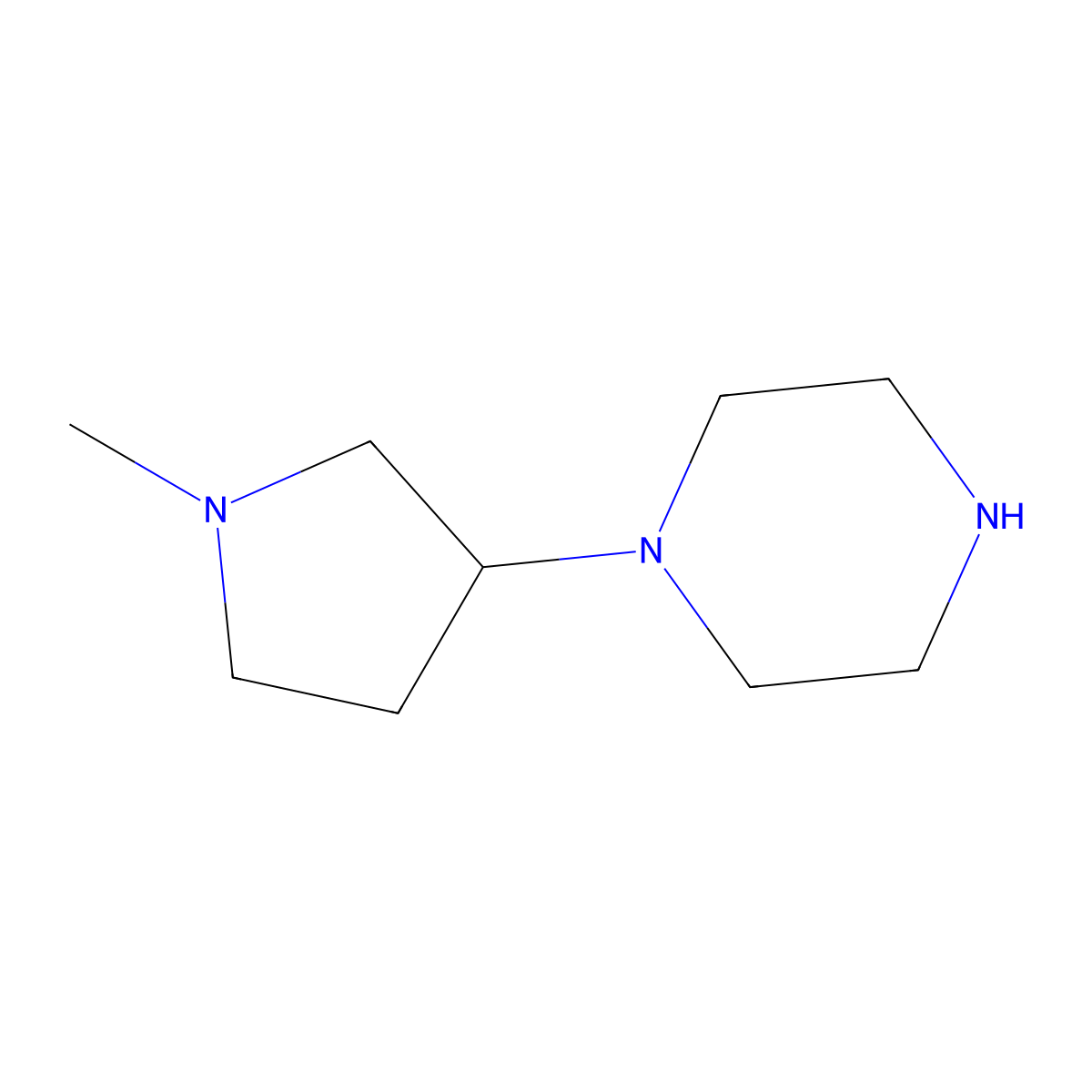 1-(1-Methylpyrrolidin-3-yl)piperazine molecular structure, CAS 1491899-68-3