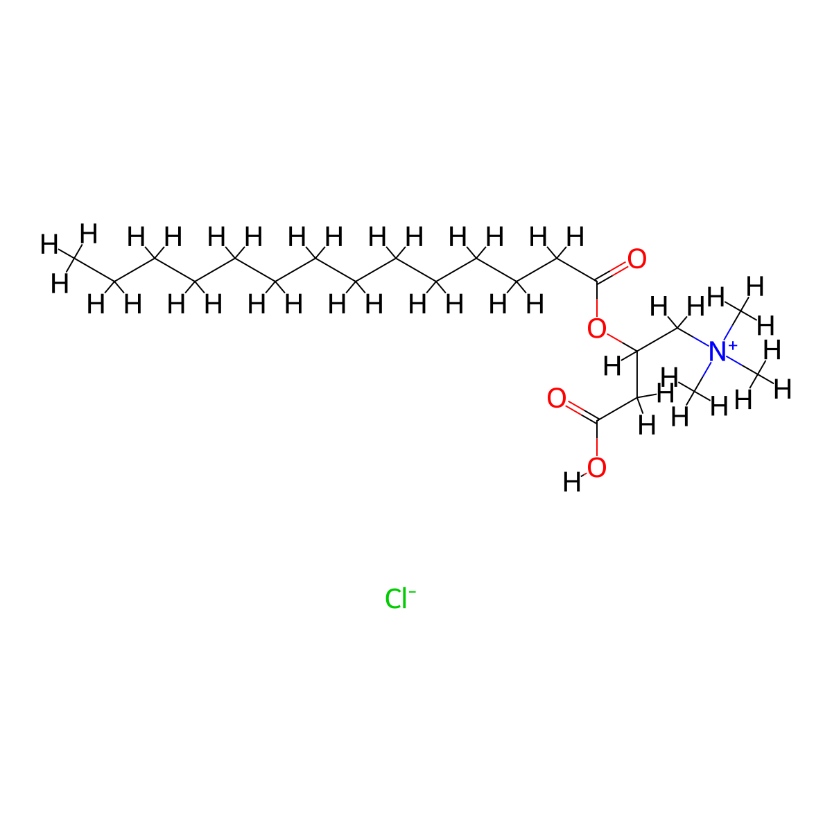 (+/-)-Myristoylcarnitine chloride molecular structure, CAS 14919-38-1
