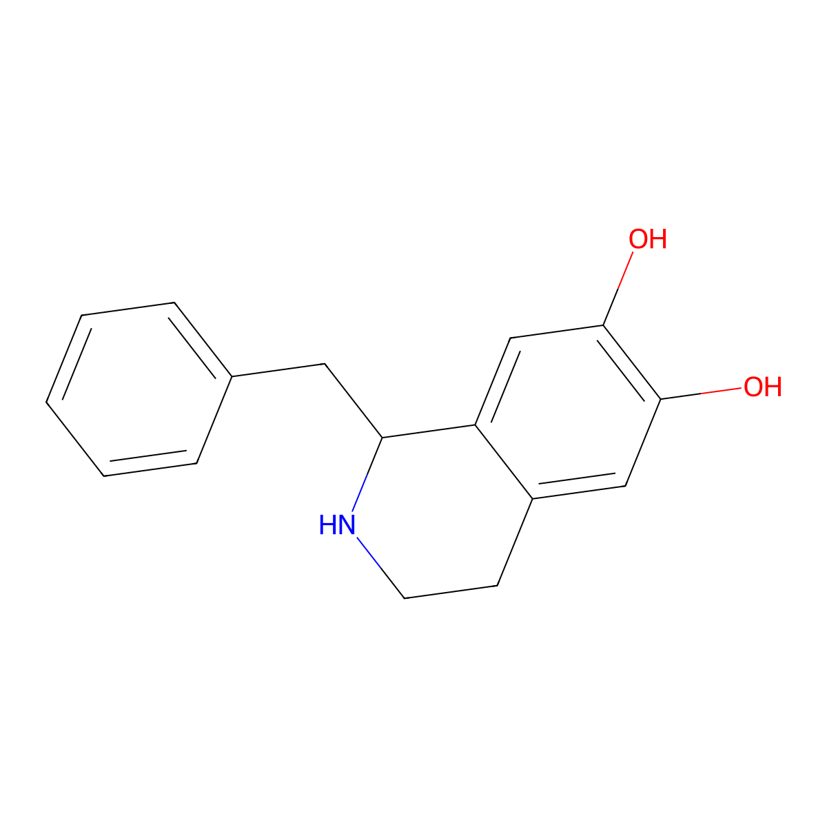 1-Benzyl-6,7-dihydroxy-1,2,3,4-tetrahydroisoquinoline molecular structure, CAS 14919-82-5
