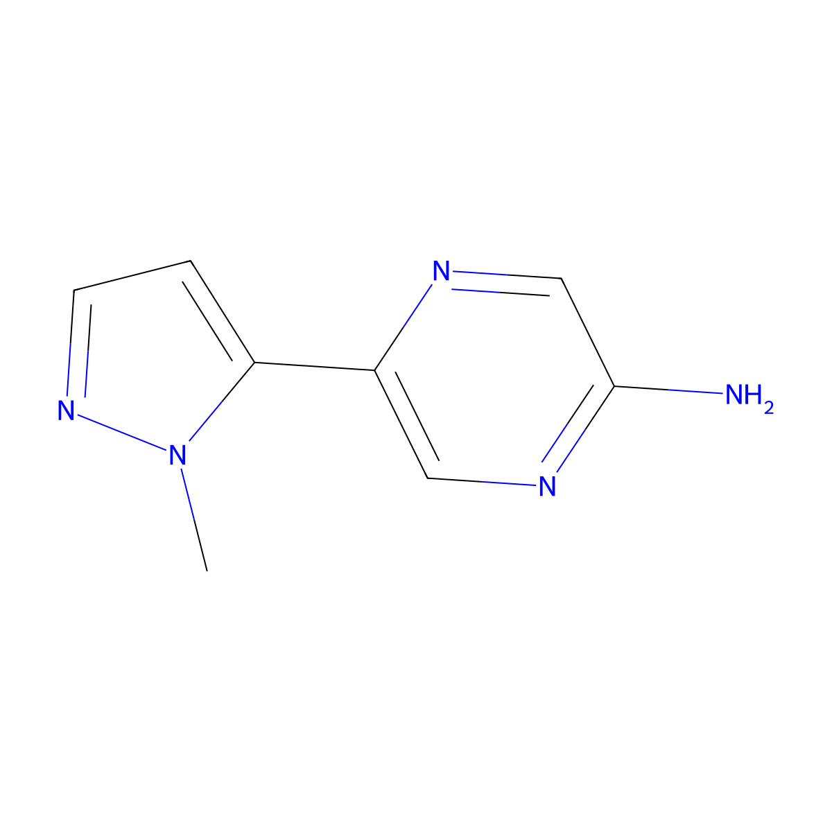 5-(1-Methyl-1H-pyrazol-5-yl)pyrazin-2-amine molecular structure, CAS 1491914-15-8