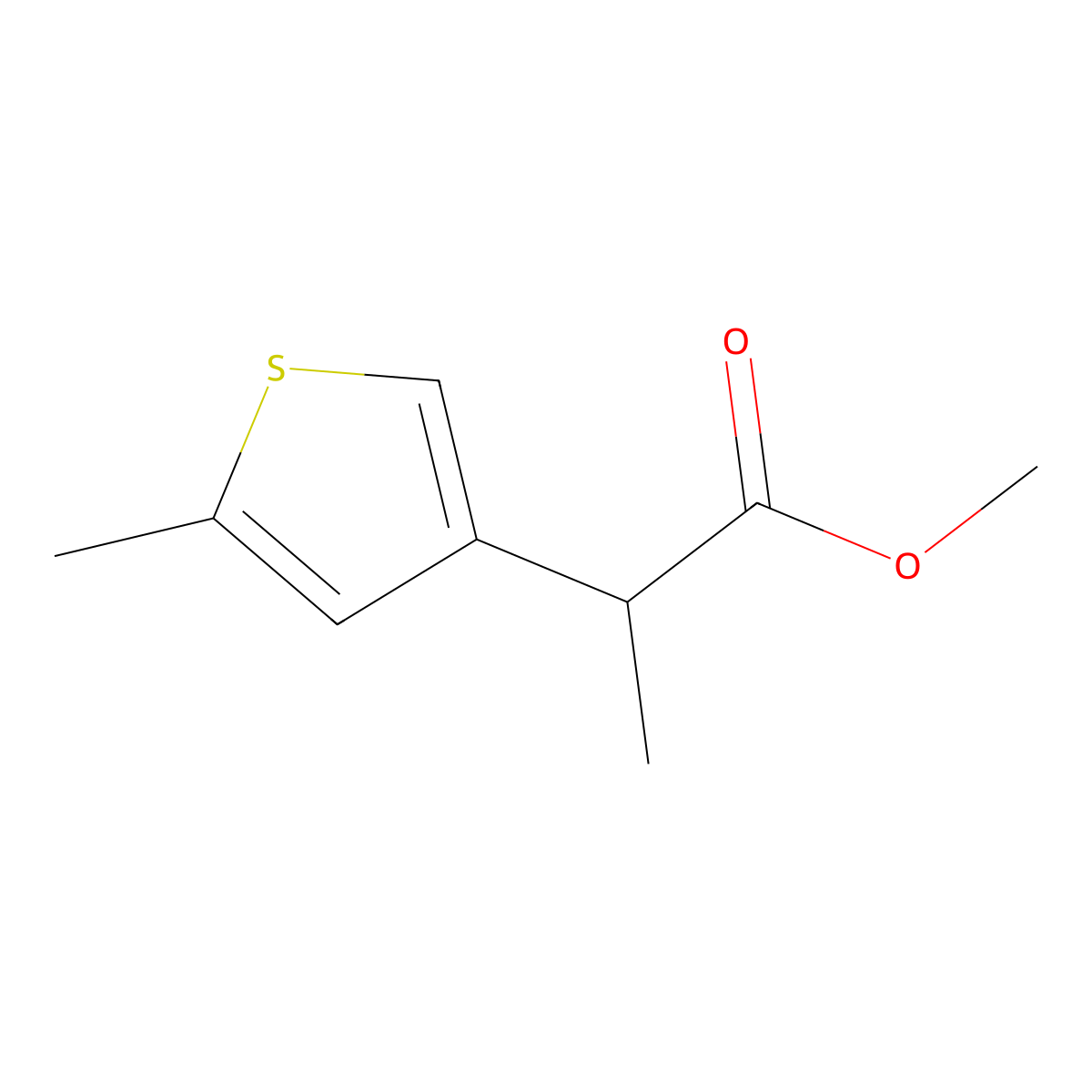 Methyl 2-(5-methylthiophen-3-yl)propanoate molecular structure, CAS 1491915-03-7
