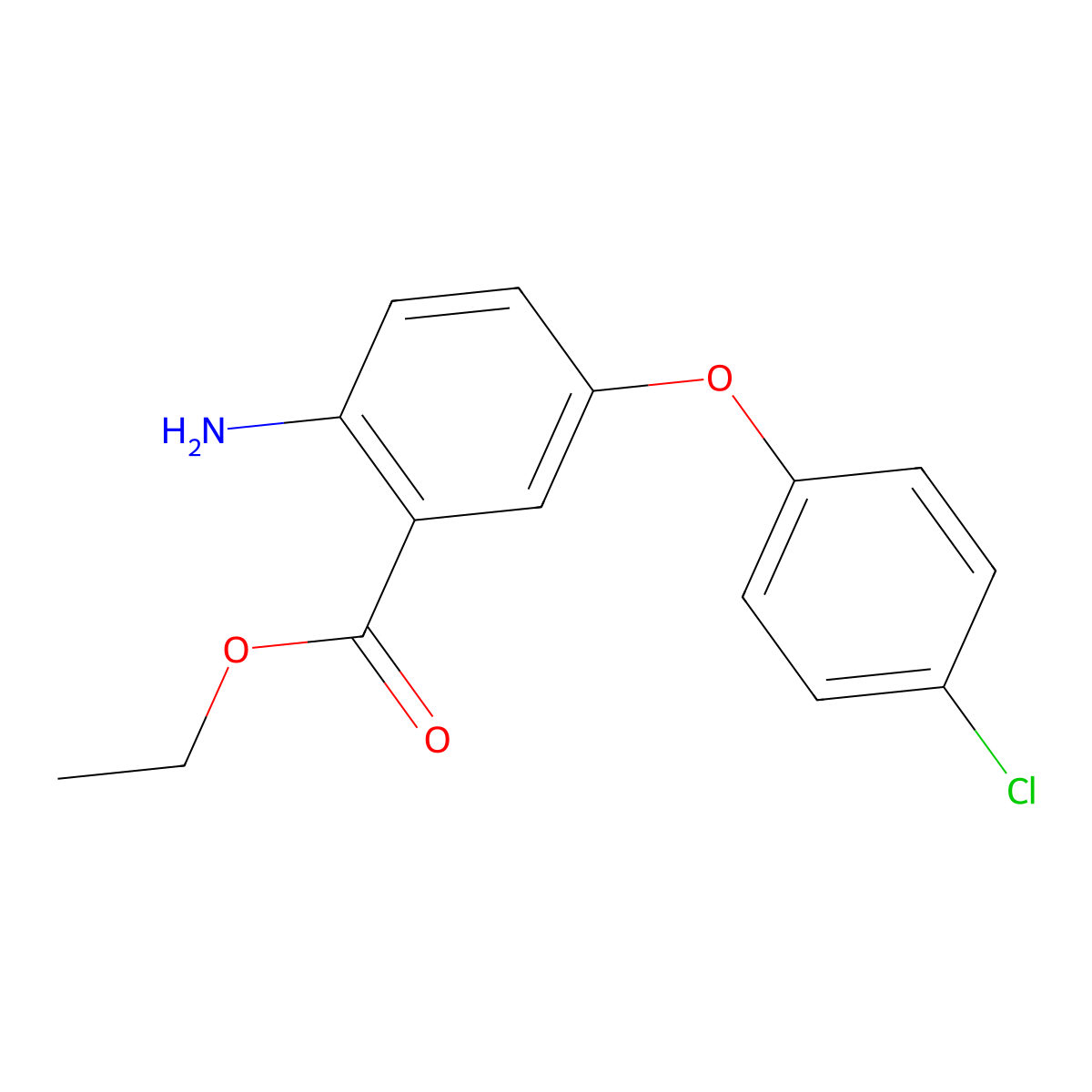 Ethyl 2-amino-5-(4-chlorophenoxy)benzoate molecular structure, CAS 1491916-36-9