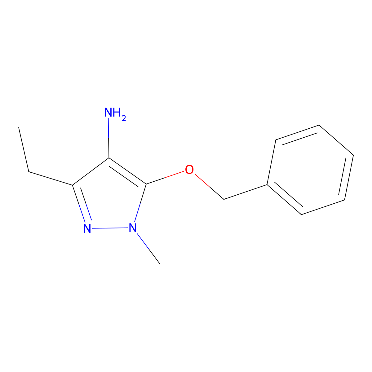5-(Benzyloxy)-3-ethyl-1-methyl-1H-pyrazol-4-amine molecular structure, CAS 1491916-50-7