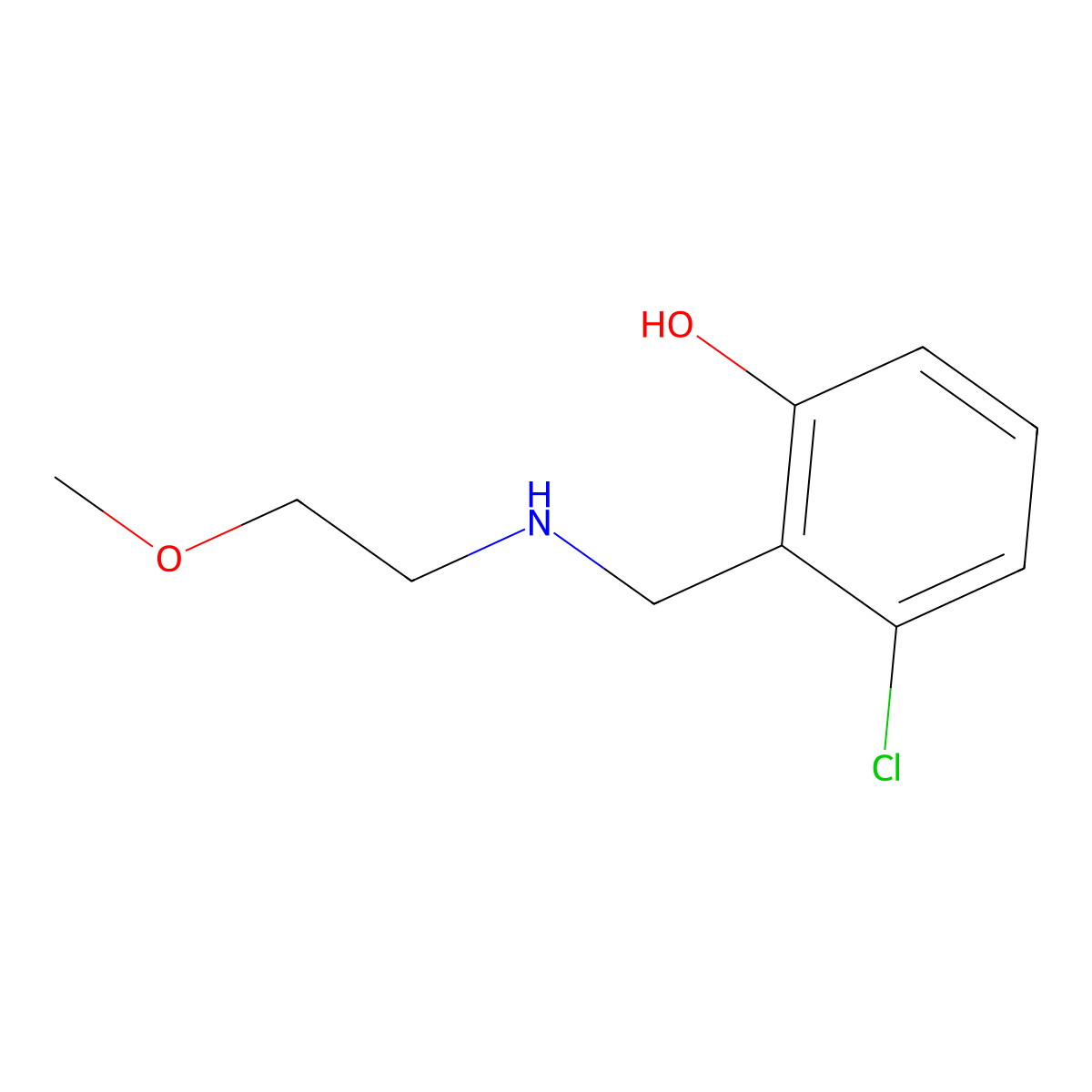 3-Chloro-2-{[(2-methoxyethyl)amino]methyl}phenol molecular structure, CAS 1491918-90-1
