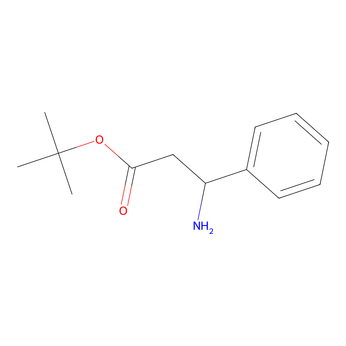 Tert-butyl 3-amino-3-phenylpropanoate molecular structure, CAS 149193-92-0