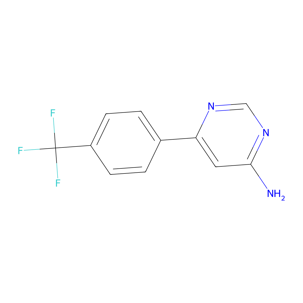 6-(4-(Trifluoromethyl)phenyl)pyrimidin-4-amine molecular structure, CAS 1491938-23-8