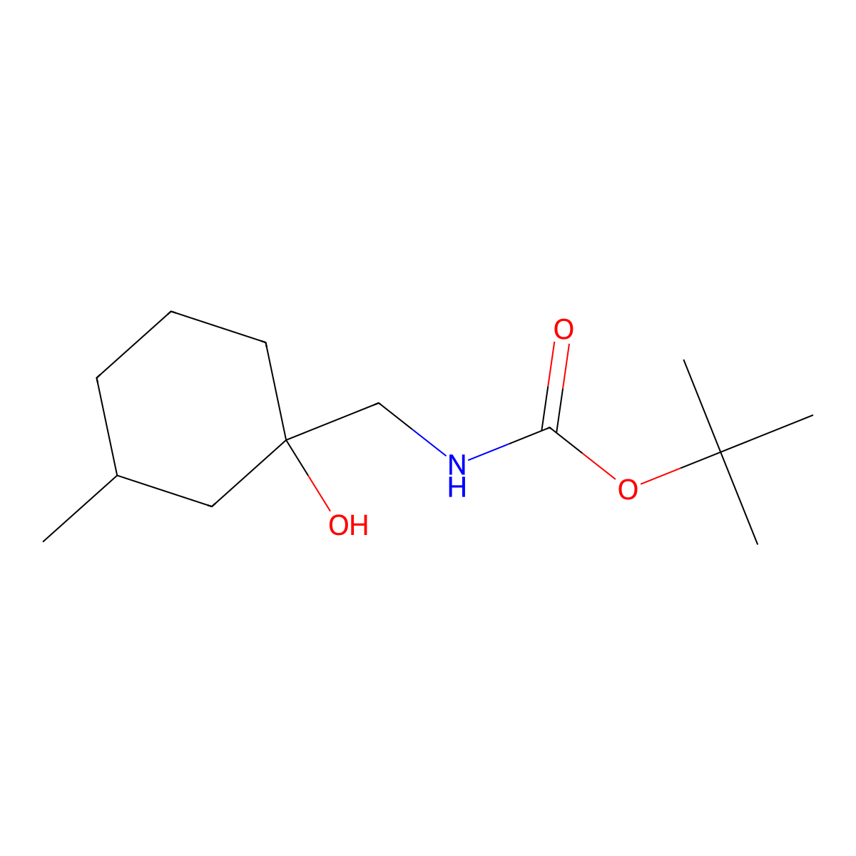 Tert-butyl ((1-hydroxy-3-methylcyclohexyl)methyl)carbamate molecular structure, CAS 1491977-97-9