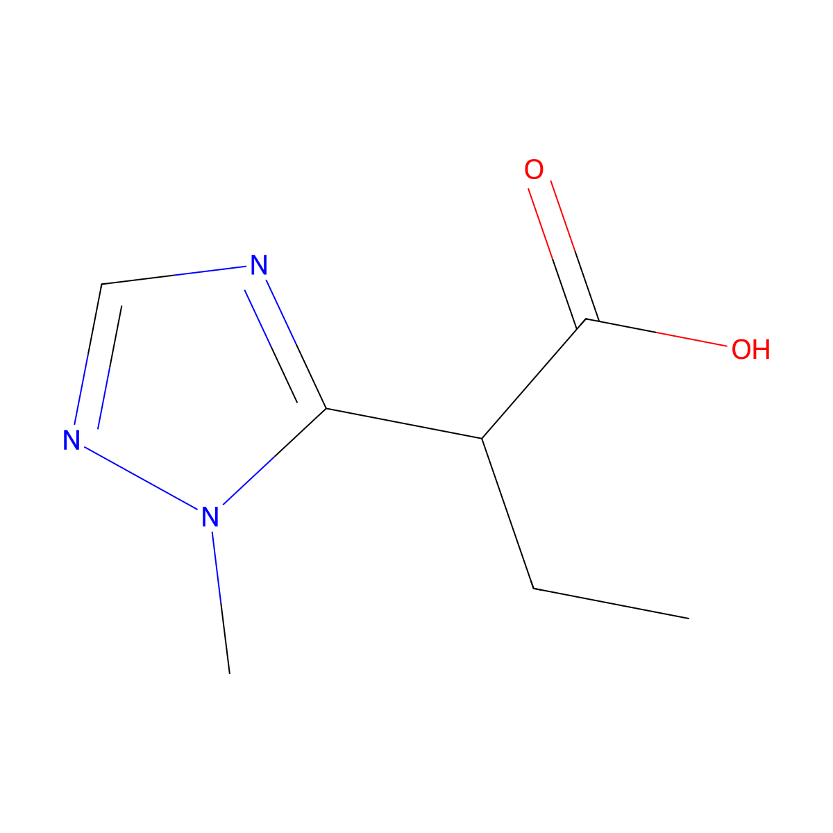2-(1-Methyl-1H-1,2,4-triazol-5-yl)butanoic acid molecular structure, CAS 1491980-80-3