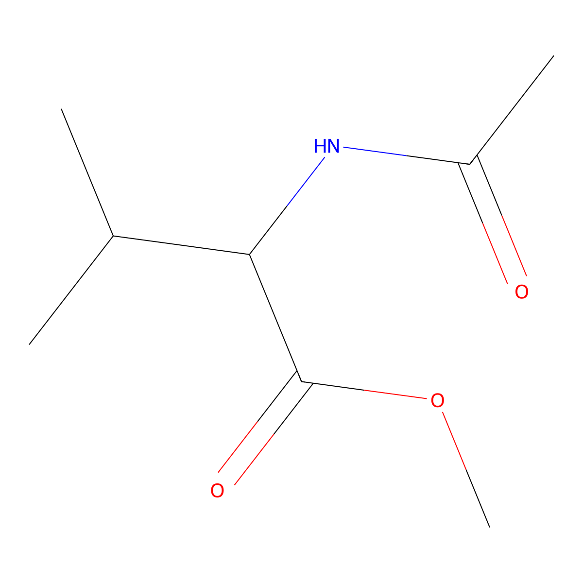 Methyl (2R)-2-acetamido-3-methylbutanoate molecular structure, CAS 1492-12-2