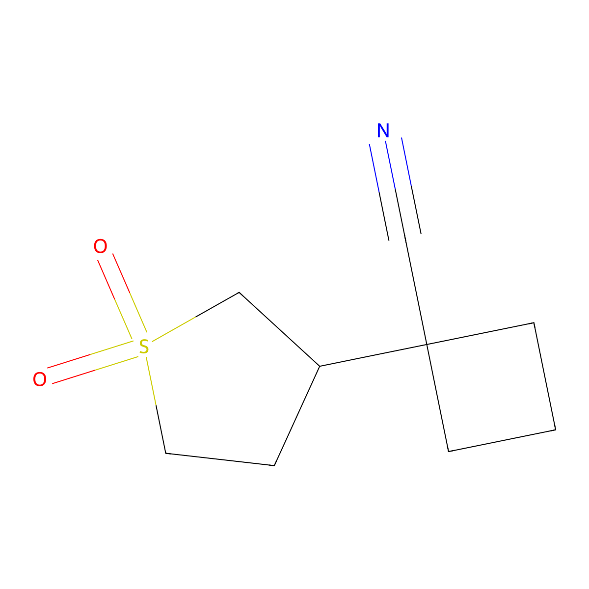 1-(1,1-Dioxidotetrahydrothiophen-3-yl)cyclobutane-1-carbonitrile molecular structure, CAS 1492000-50-6