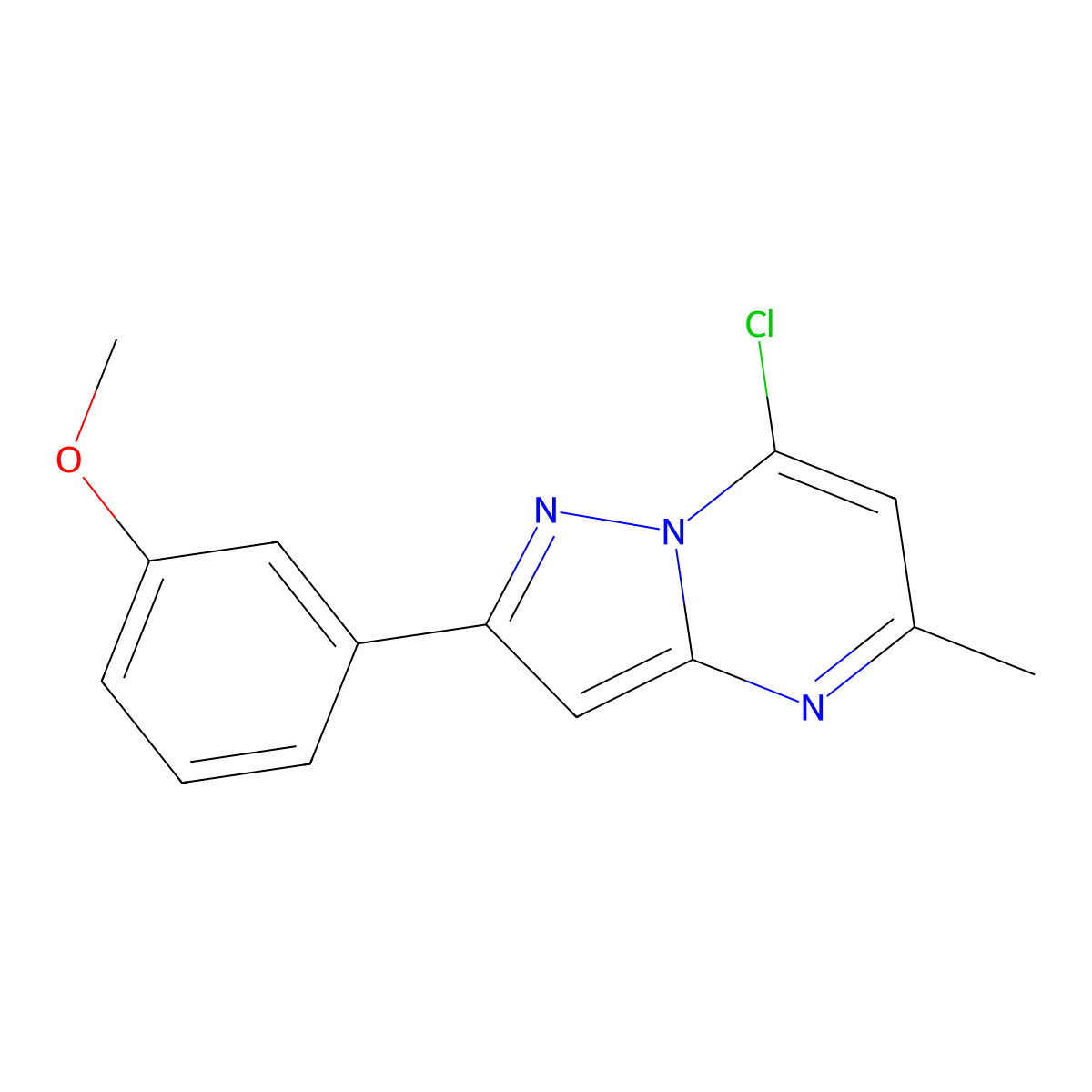 7-Chloro-2-(3-methoxyphenyl)-5-methylpyrazolo[1,5-a]pyrimidine molecular structure, CAS 1492005-24-9