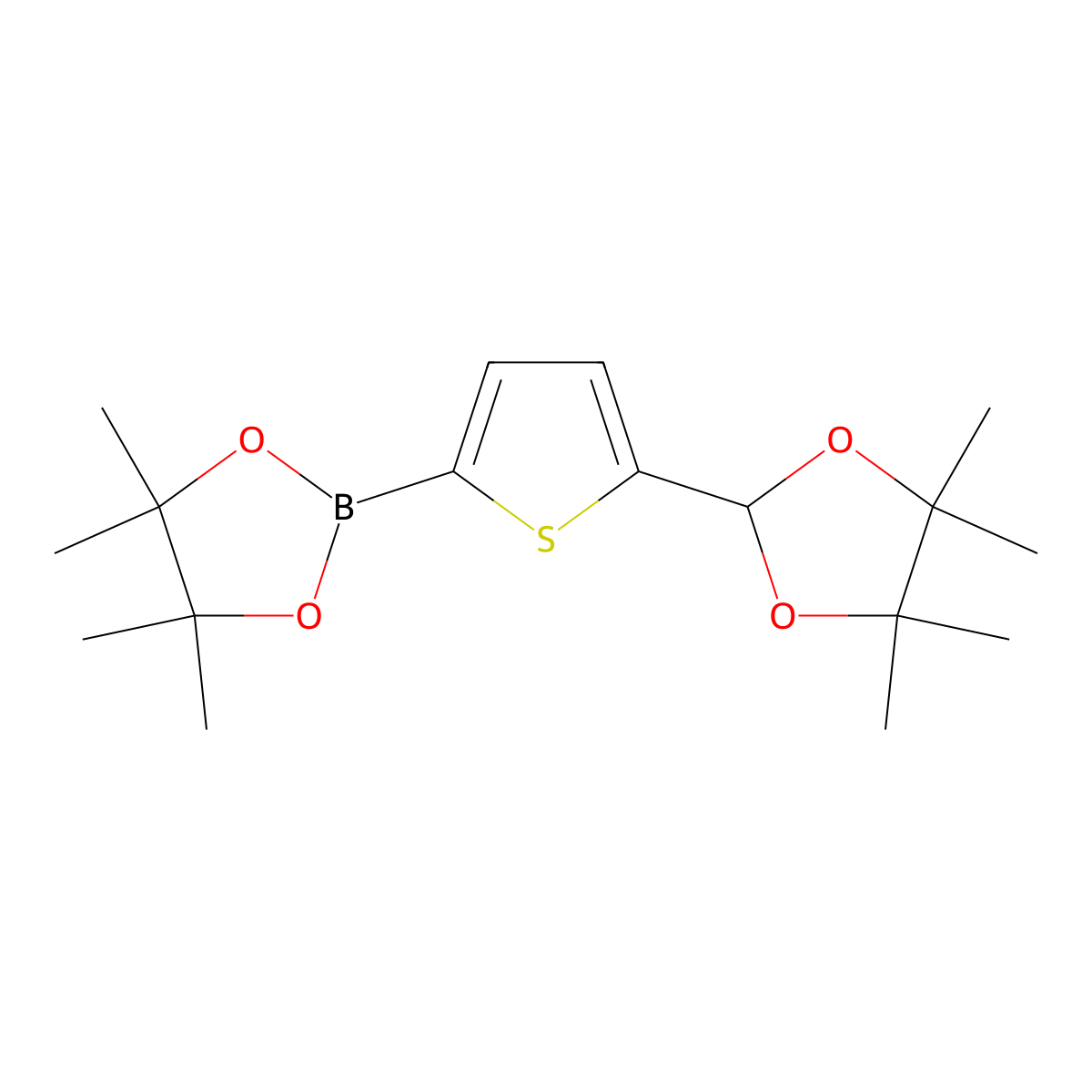 4,4,5,5-Tetramethyl-2-[5-(4,4,5,5-tetramethyl-1,3-dioxolan-2-yl)thiophen-2-yl]-1,3,2-dioxaborolane molecular structure, CAS 1492038-20-6