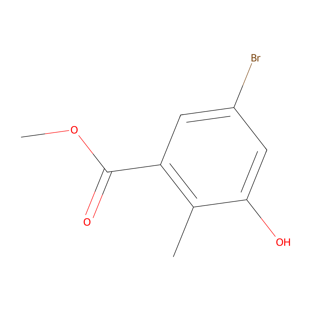 Methyl 5-bromo-3-hydroxy-2-methylbenzoate molecular structure, CAS 1492040-87-5
