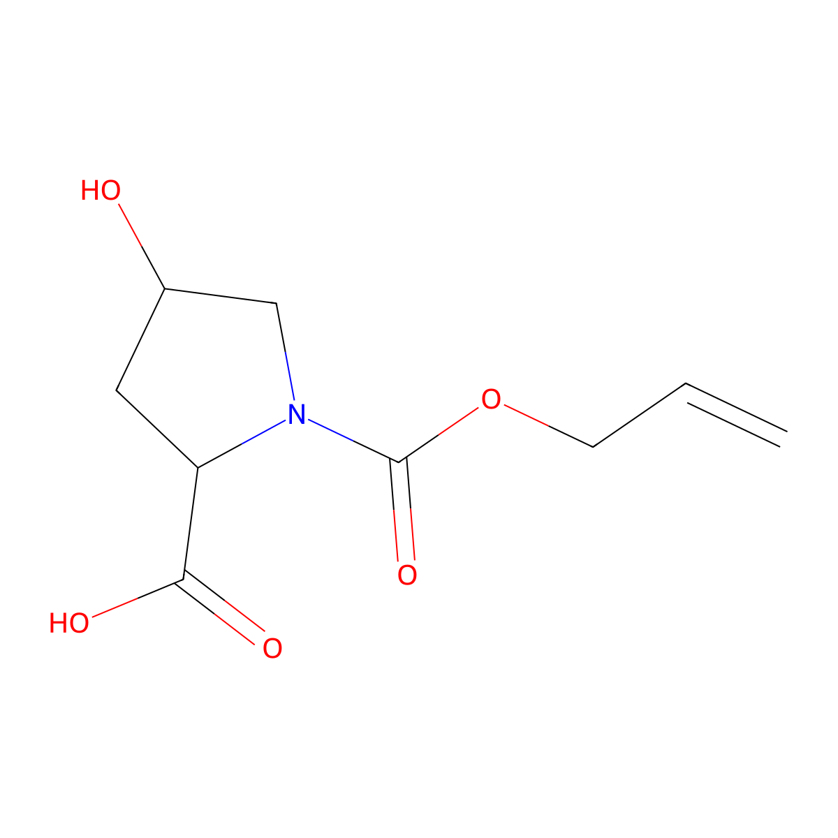 (2R,4R)-4-hydroxy-1-[(prop-2-en-1-yloxy)carbonyl]pyrrolidine-2-carboxylic acid molecular structure, CAS 1492044-56-0