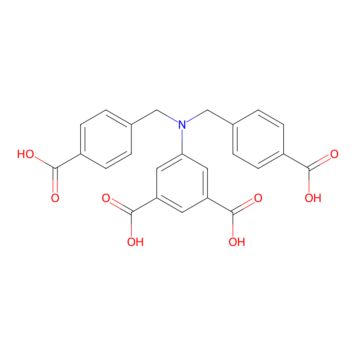 5-(Bis(4-carboxybenzyl)amino)isophthalic acid molecular structure, CAS 1492054-35-9