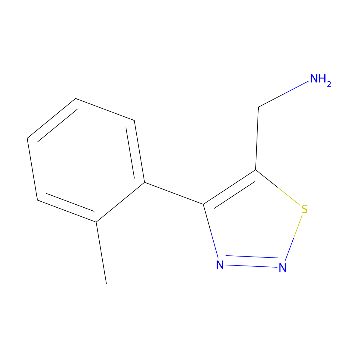 (4-(O-tolyl)-1,2,3-thiadiazol-5-yl)methanamine molecular structure, CAS 1492068-26-4