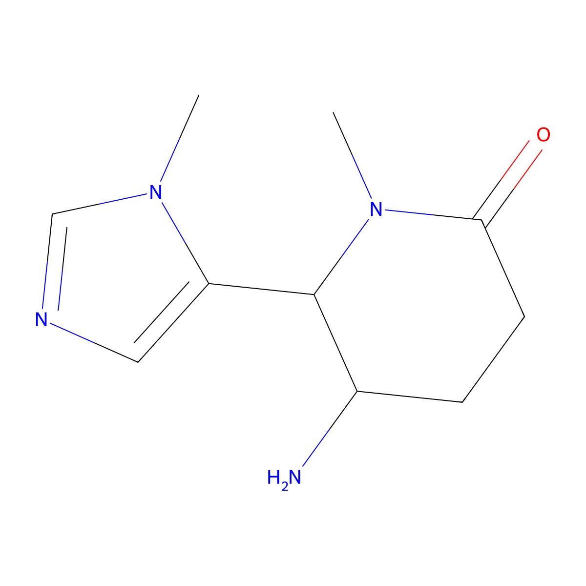 5-amino-1-methyl-6-(1-methyl-1H-imidazol-5-yl)piperidin-2-one molecular structure, CAS 1492068-91-3