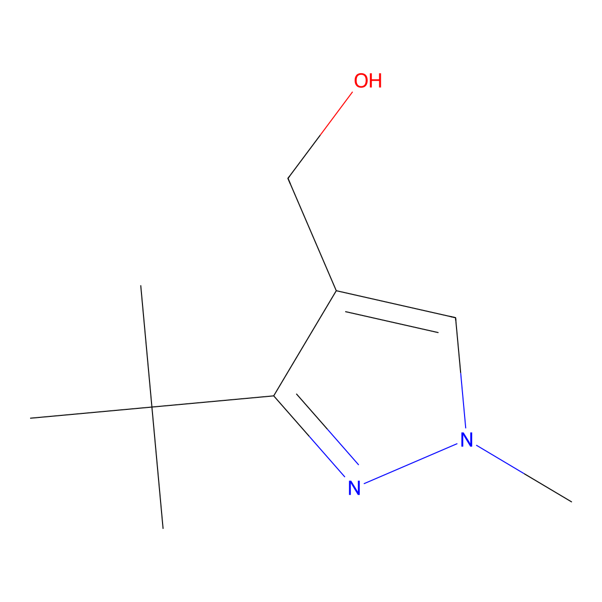 (3-(tert-butyl)-1-methyl-1H-pyrazol-4-yl)methanol molecular structure, CAS 1492080-32-6