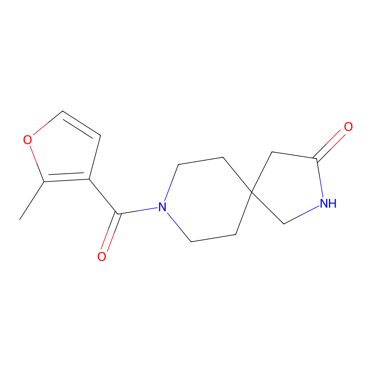 8-(2-Methylfuran-3-carbonyl)-2,8-diazaspiro[4.5]decan-3-one molecular structure, CAS 1492097-76-3