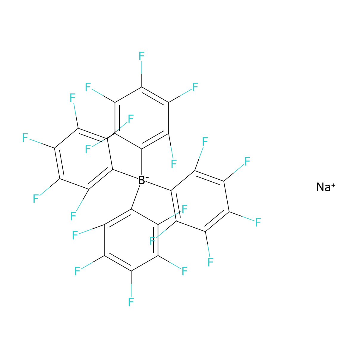 sodium tetrakis(2,3,4,5,6-pentafluorophenyl)boranuide molecular structure, CAS 149213-65-0