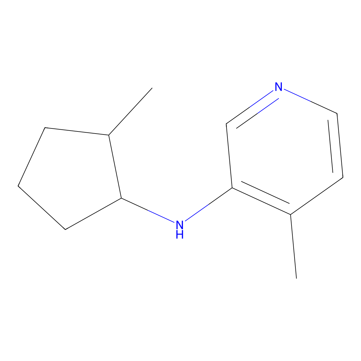 4-methyl-N-(2-methylcyclopentyl)pyridin-3-amine molecular structure, CAS 1492193-64-2