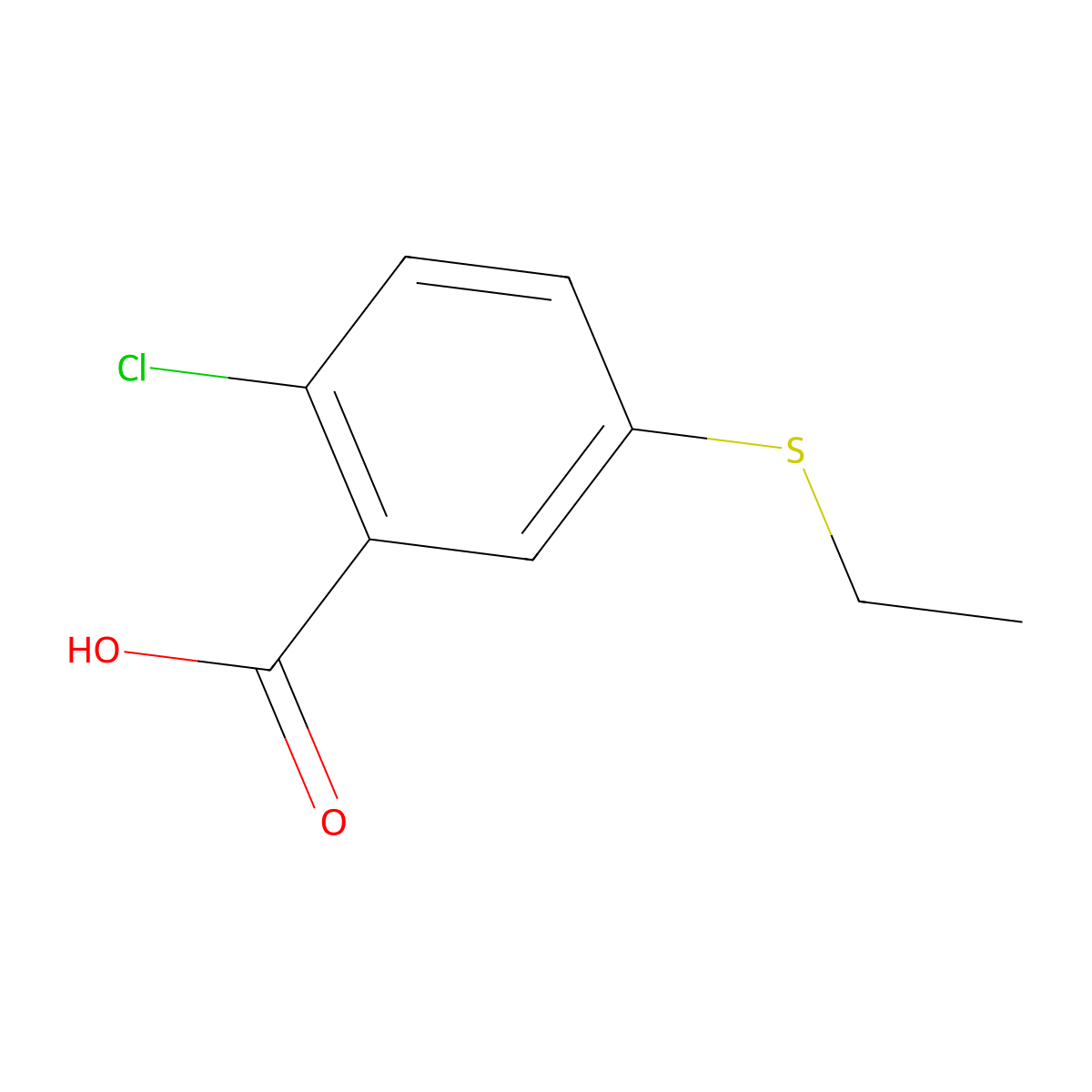 2-Chloro-5-(ethylthio)benzoic acid molecular structure, CAS 1492207-92-7