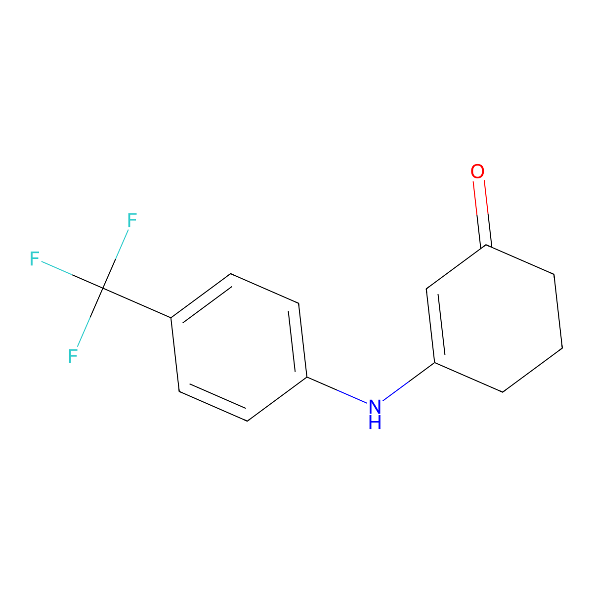 3-{[4-(Trifluoromethyl)phenyl]amino}cyclohex-2-en-1-one molecular structure, CAS 149221-38-5