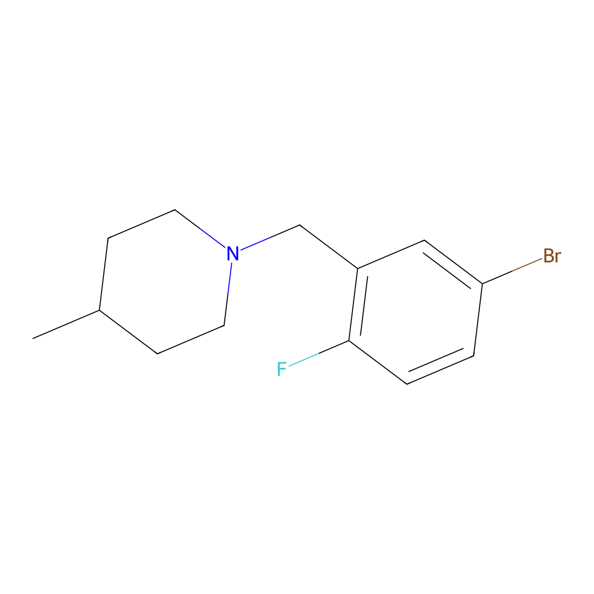 1-(5-Bromo-2-fluorobenzyl)-4-methylpiperidine molecular structure, CAS 1492223-82-1
