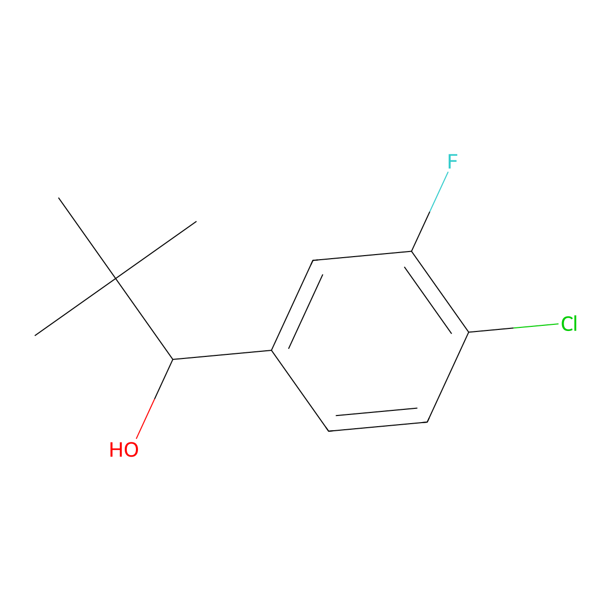 1-(4-Chloro-3-fluorophenyl)-2,2-dimethylpropan-1-ol molecular structure, CAS 1492243-82-9