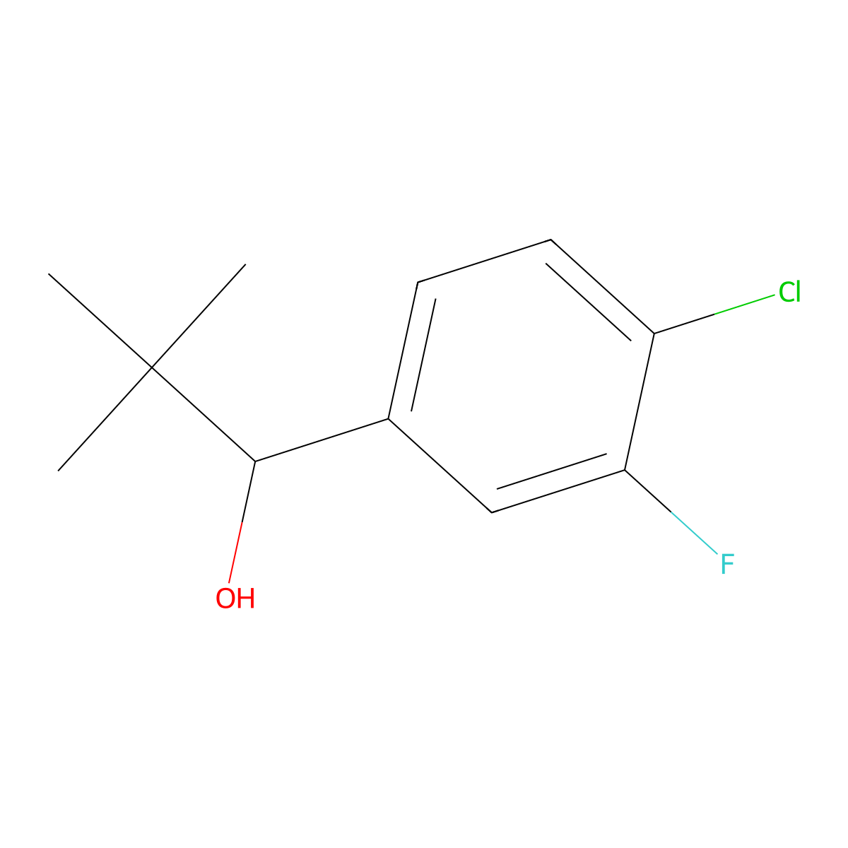 1-(4-Chloro-3-fluorophenyl)-2,2-dimethylpropan-1-ol molecular structure, CAS 1492243-82-9