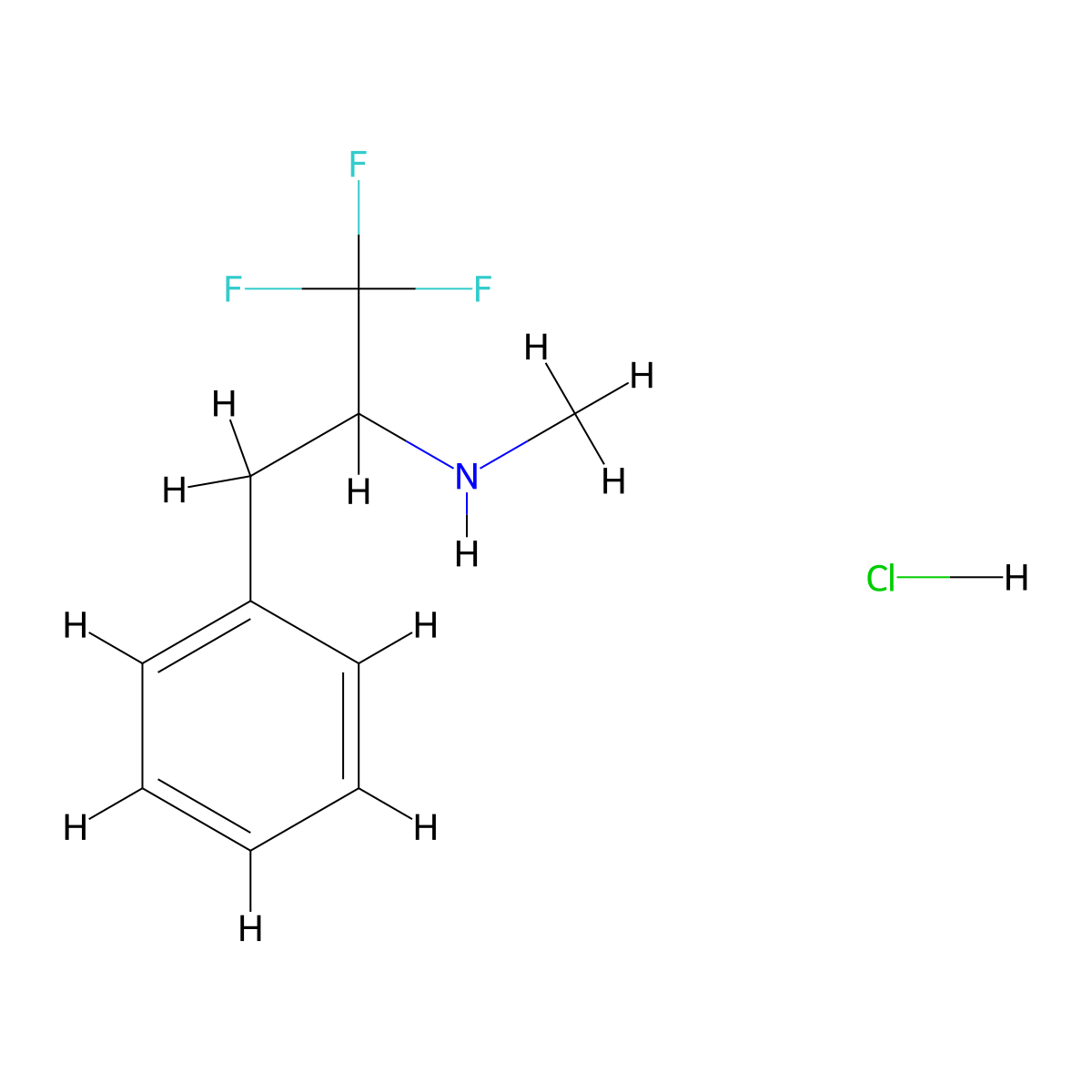 N-Methyl-3,3,3-trifluoro-1-phenyl-2-propylamine hydrochloride molecular structure, CAS 149225-51-4