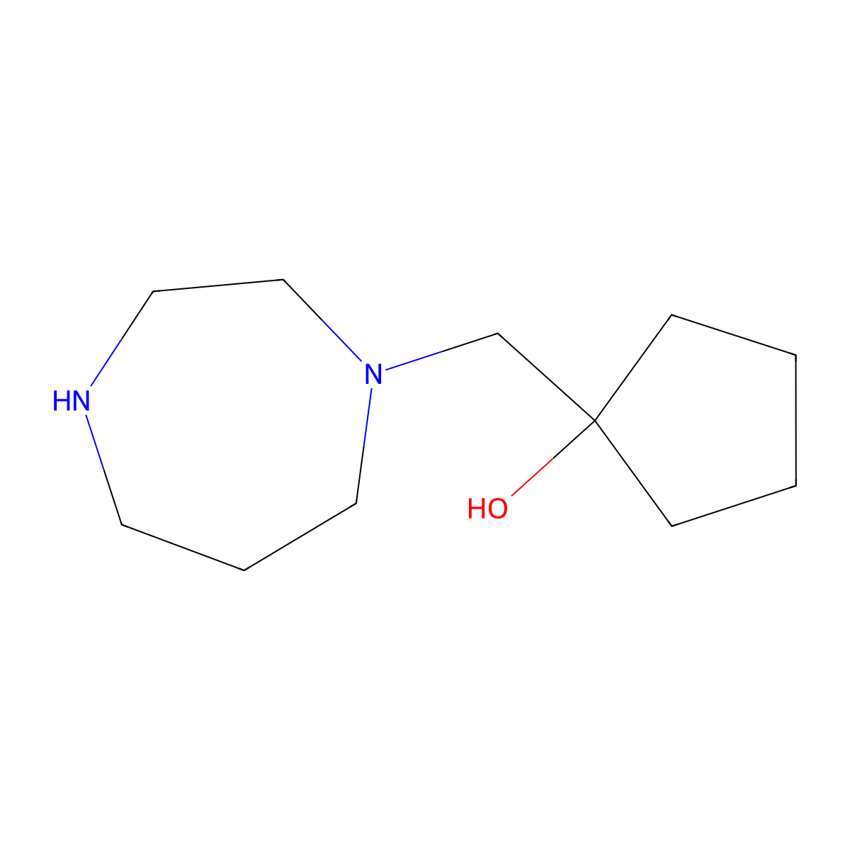 1-[(1,4-Diazepan-1-yl)methyl]cyclopentan-1-ol molecular structure, CAS 1492280-72-4