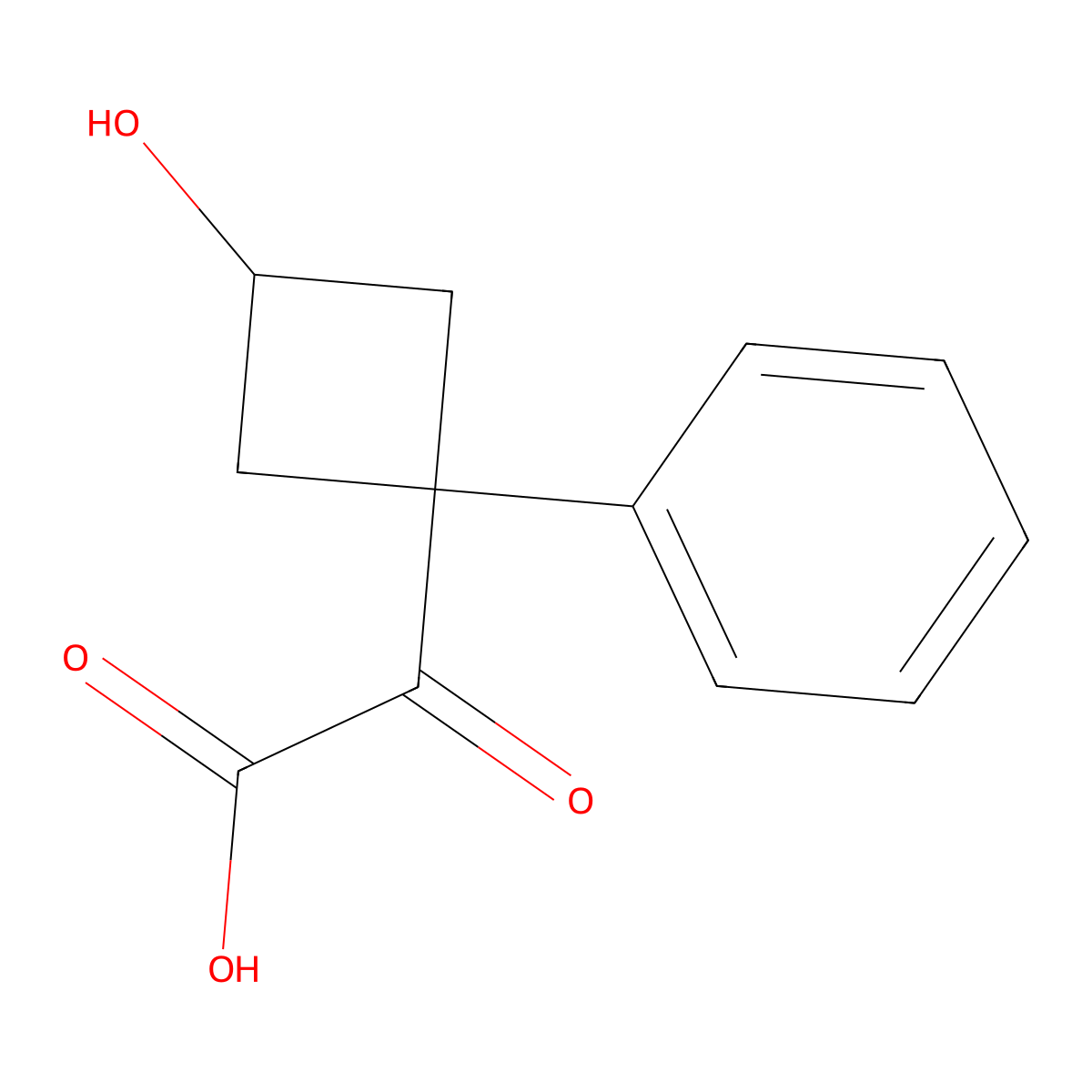 2-(3-Hydroxy-1-phenylcyclobutyl)-2-oxoacetic acid molecular structure, CAS 1492284-95-3