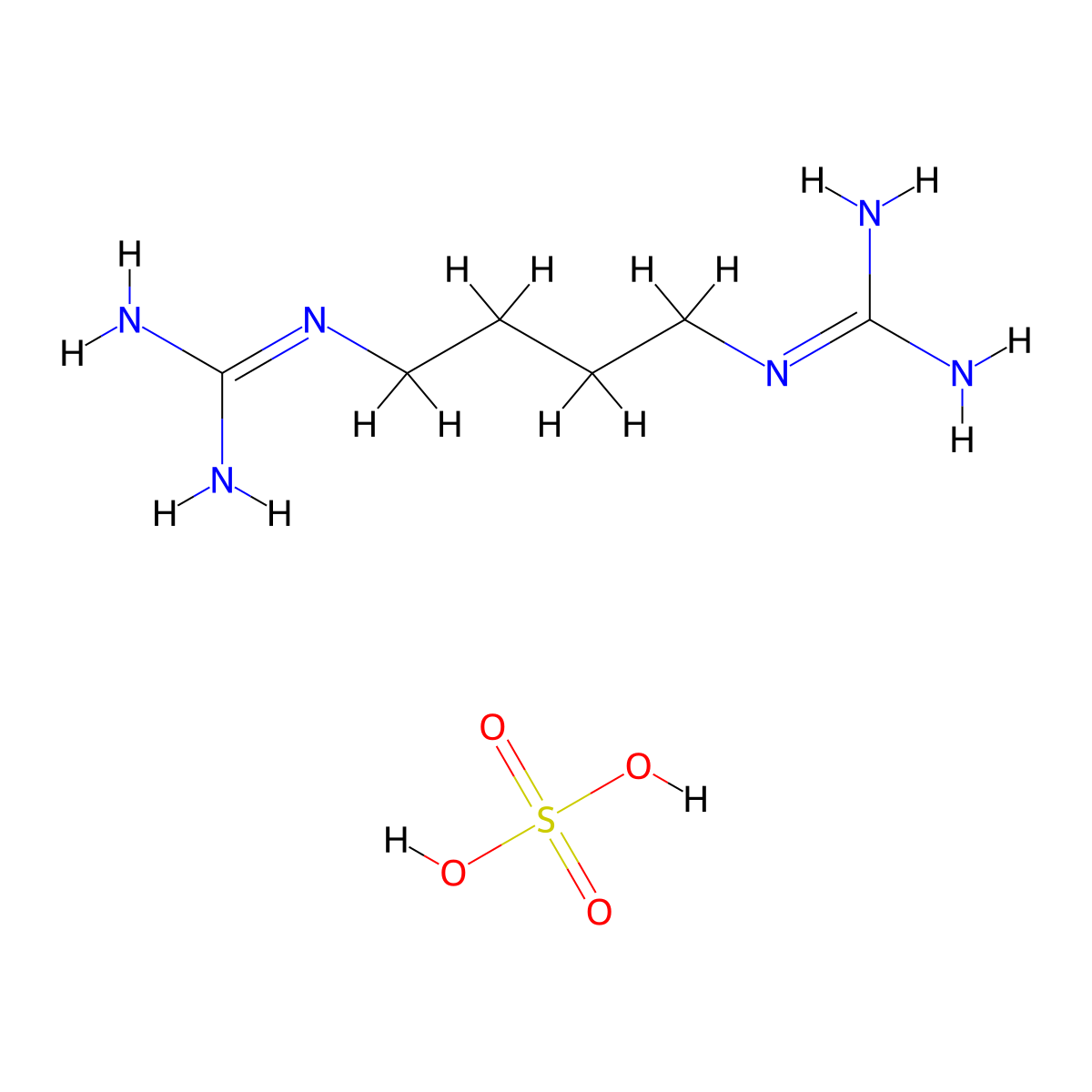 Guanidine, N,N'''-1,4-butanediylbis-, sulfate molecular structure, CAS 14923-17-2