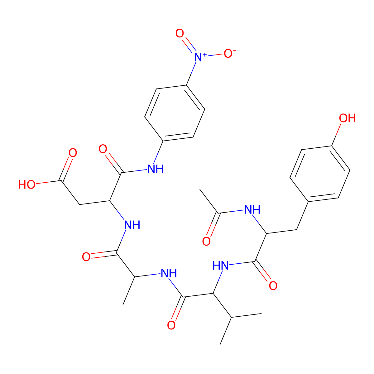 Acetyl-tyrosyl-valyl-alanyl-aspartic acid p-nitroanilide molecular structure, CAS 149231-66-3