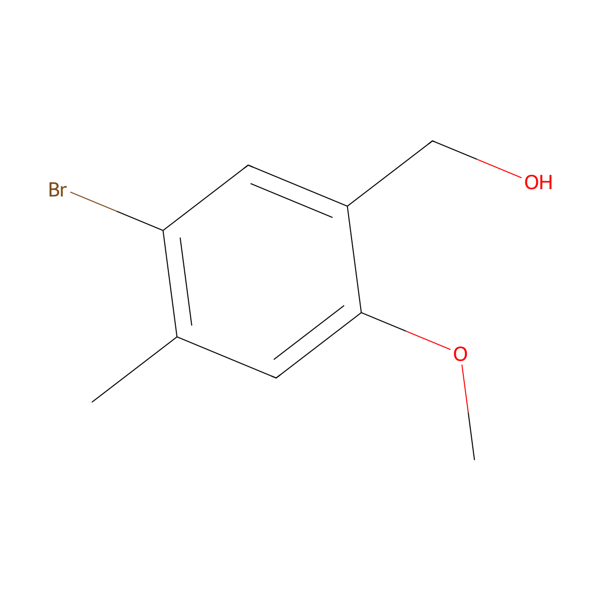 (5-Bromo-2-methoxy-4-methylphenyl)methanol molecular structure, CAS 1492320-95-2
