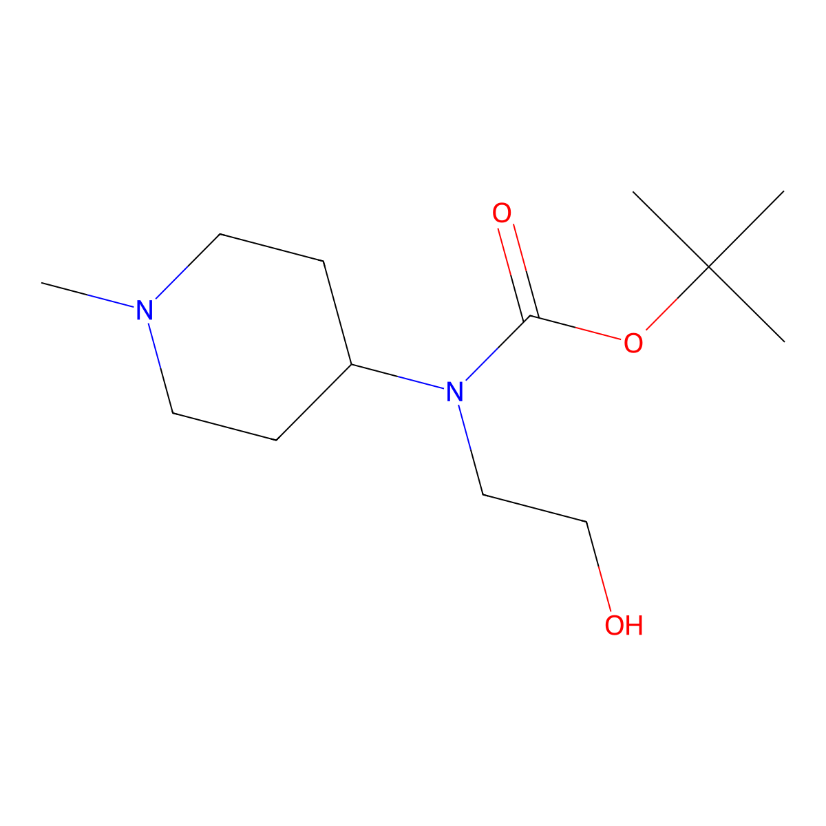 tert-butyl N-(2-hydroxyethyl)-N-(1-methylpiperidin-4-yl)carbamate molecular structure, CAS 1492329-82-4