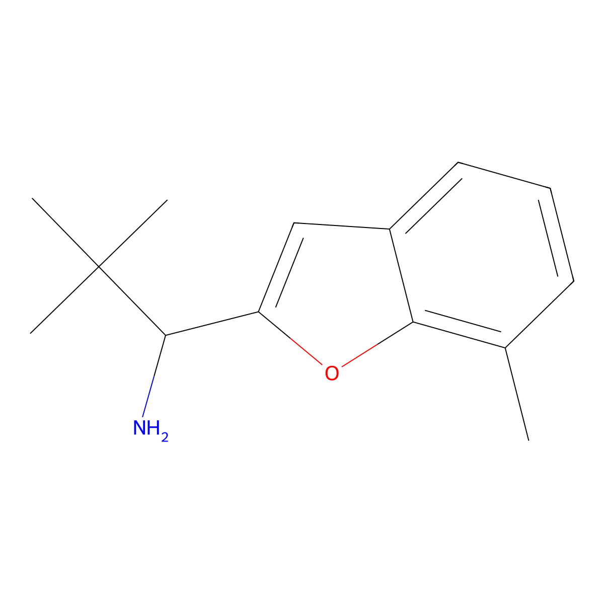 2,2-Dimethyl-1-(7-methylbenzofuran-2-yl)propan-1-amine molecular structure, CAS 1492332-71-4