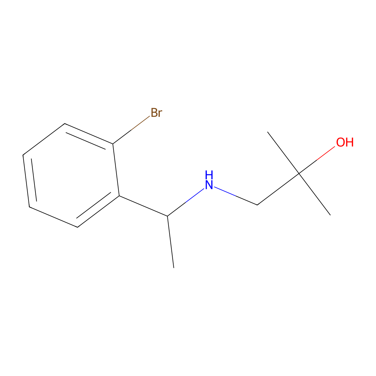1-((1-(2-Bromophenyl)ethyl)amino)-2-methylpropan-2-ol molecular structure, CAS 1492334-25-4