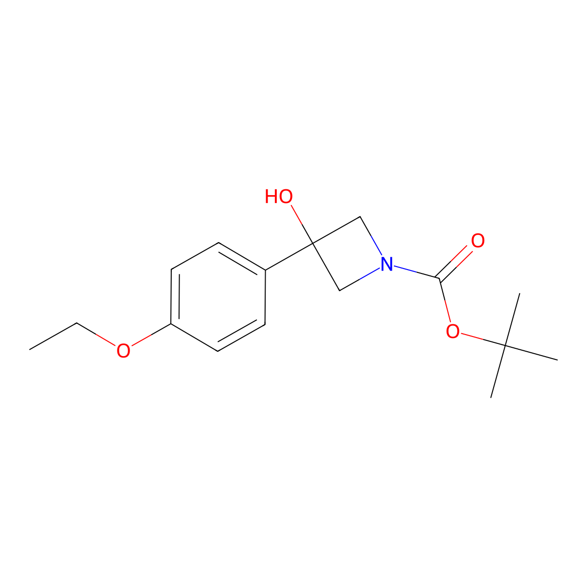 1,1-Dimethylethyl 3-(4-ethoxyphenyl)-3-hydroxy-1-azetidinecarboxylate molecular structure, CAS 1492350-05-6