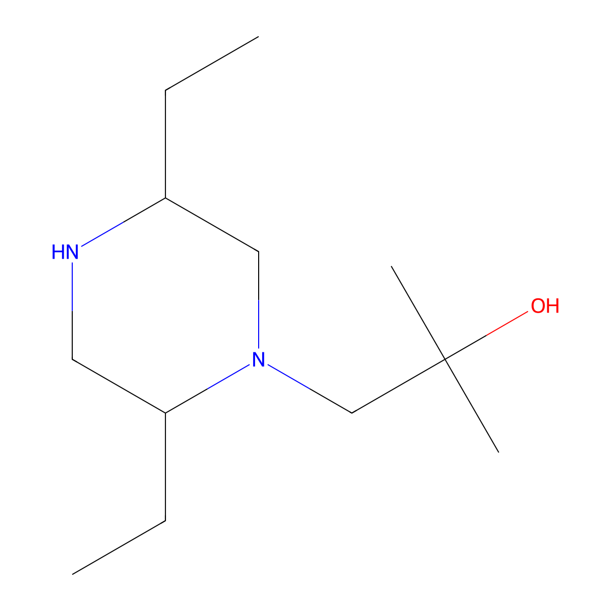 1-(2,5-Diethylpiperazin-1-yl)-2-methylpropan-2-ol molecular structure, CAS 1492369-56-8