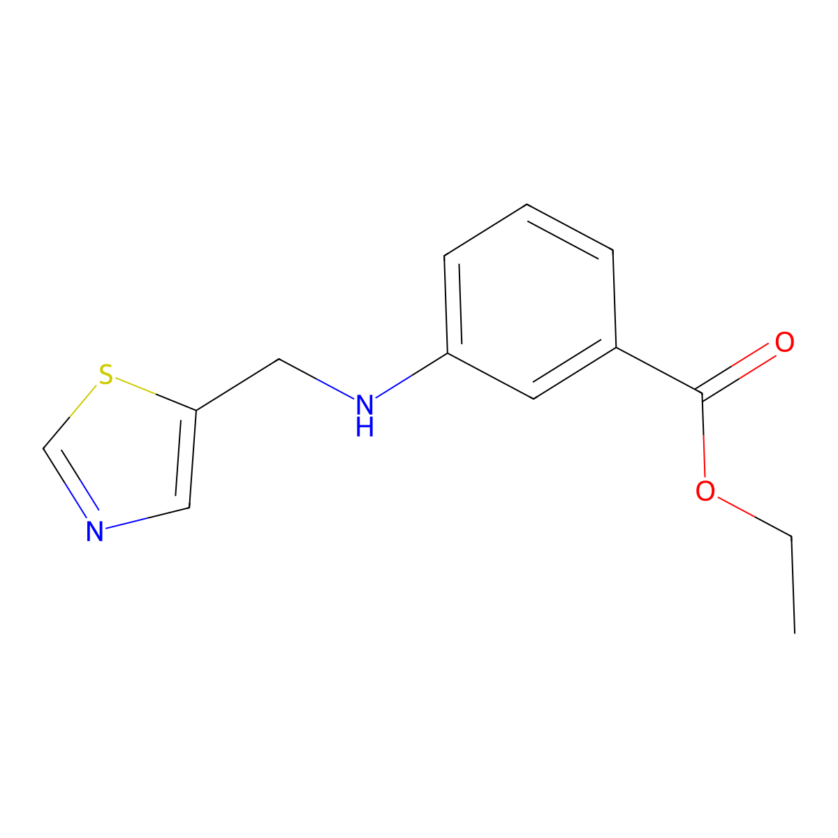 Ethyl 3-{[(1,3-thiazol-5-yl)methyl]amino}benzoate molecular structure, CAS 1492384-80-1
