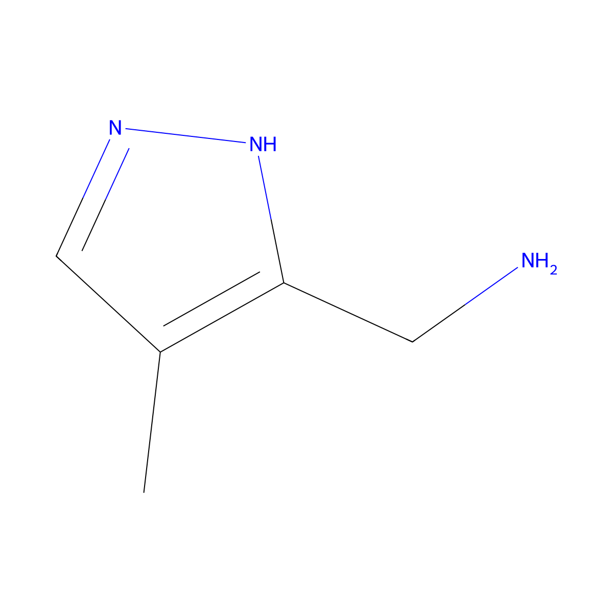 (4-Methyl-1H-pyrazol-3-yl)methanamine molecular structure, CAS 1492393-42-6