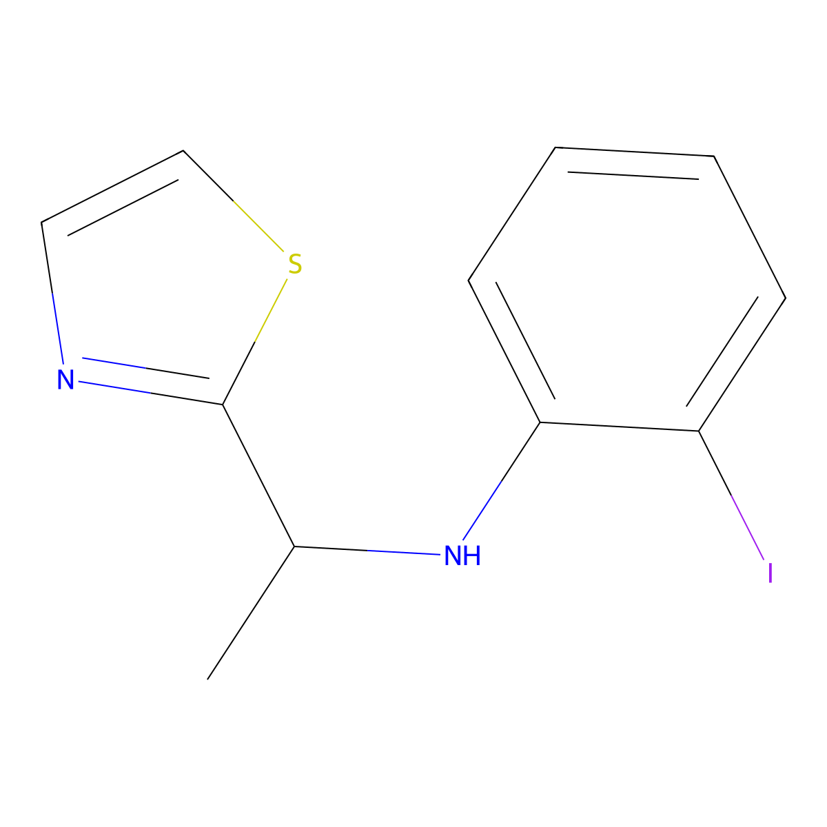 2-iodo-N-[1-(1,3-thiazol-2-yl)ethyl]aniline molecular structure, CAS 1492400-62-0