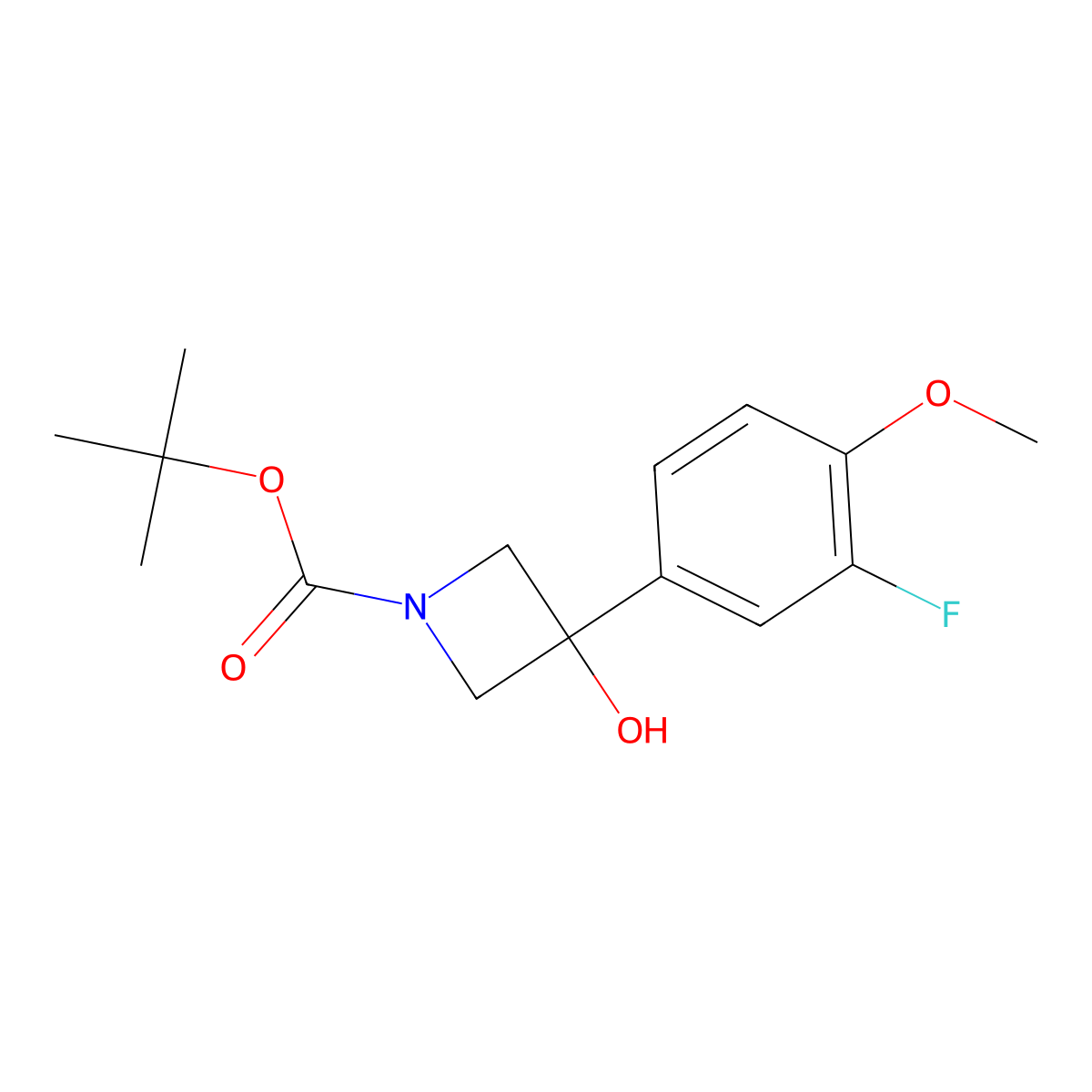 1,1-Dimethylethyl 3-(3-fluoro-4-methoxyphenyl)-3-hydroxy-1-azetidinecarboxylate molecular structure, CAS 1492403-45-8